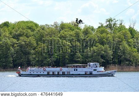 Mikolajki, Poland, July 12: Cruise Boat At Sniardwy Lake On July 12, 2020 At Mikolajki, Poland. Snia