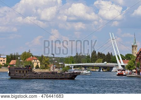 Mikolajki, Poland, May 14: View To City From The Lake On May 14, 2023 At Mikolajki, Poland. Mikolajk
