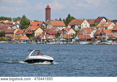 Mikolajki, Poland, May 14: View To City From The Lake On May 14, 2023 At Mikolajki, Poland. Mikolajk