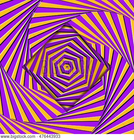 Optical Illusion Design. Moving Visual Hypnotic Optic Art. Vector Illustration. Decorative Hippie St