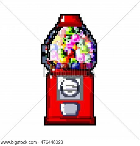 Gum Bubblegum Machine Game Pixel Art Retro Vector. Bit Gum Bubblegum Machine. Old Vintage Illustrati