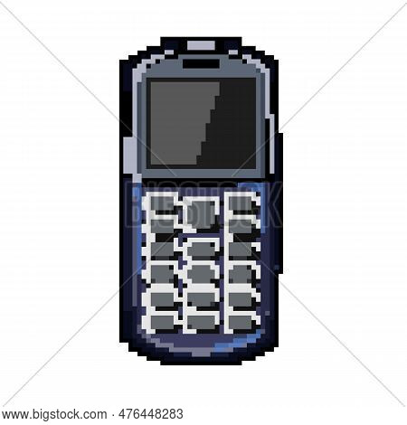 Hotline Button Phone Game Pixel Art Retro Vector. Bit Symbol Call, Web Cell Hotline Button Phone. Ol