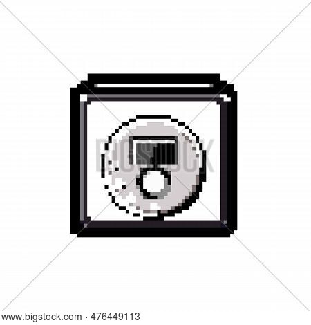 Stereo Cd Player Game Pixel Art Retro Vector. Bit Entertainment Play, Modern Record Stereo Cd Player