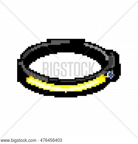 Hiiking Headlamp Flashlight Game Pixel Art Retro Vector. Bit Hiiking Headlamp Flashlight. Old Vintag