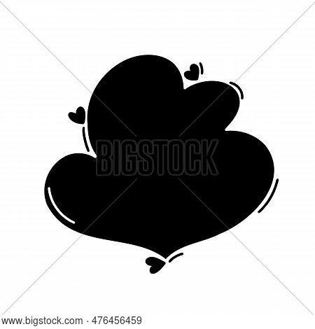 Hand Drawn Speech Buuble. Shape For Quotes With Hearts. Vector Cartoon Style Object.