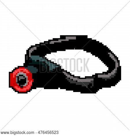 Miner Headlamp Flashlight Game Pixel Art Retro Vector. Bit Miner Headlamp Flashlight. Old Vintage Il