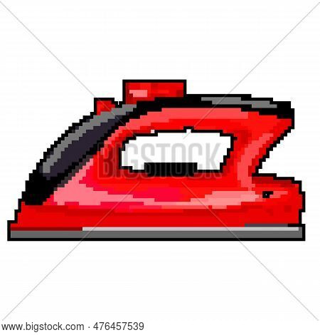 Clothers Iron Laundry Game Pixel Art Retro Vector. Bit Clothers Iron Laundry. Old Vintage Illustrati