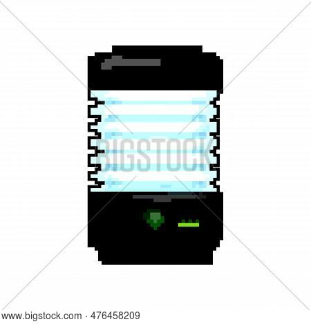 Electric Lantern Camp Lamp Game Pixel Art Retro Vector. Bit Electric Lantern Camp Lamp. Old Vintage 