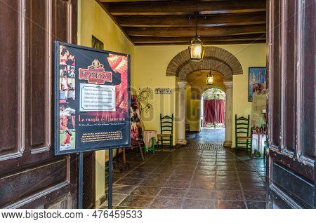 Cordoba, Spain - February 14, 2014: Entrance To A Flamenco Tablao In Cordoba, Spain. A Tablao Is A P