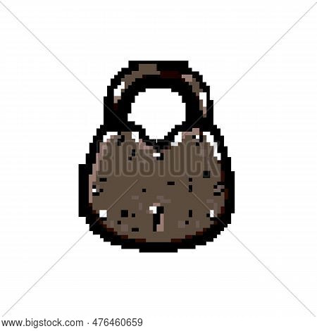 Antique Padlock Vintage Game Pixel Art Retro Vector. Bit Antique Padlock Vintage. Old Vintage Illust