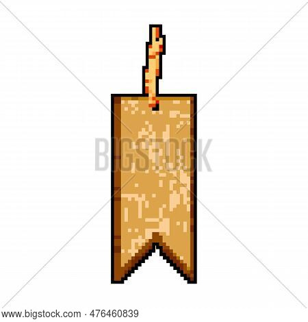 Cardboard Paper Tag Game Pixel Art Retro Vector. Bit Cardboard Paper Tag. Old Vintage Illustration