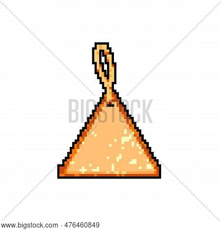 Brown Paper Tag Game Pixel Art Retro Vector. Bit Brown Paper Tag. Old Vintage Illustration