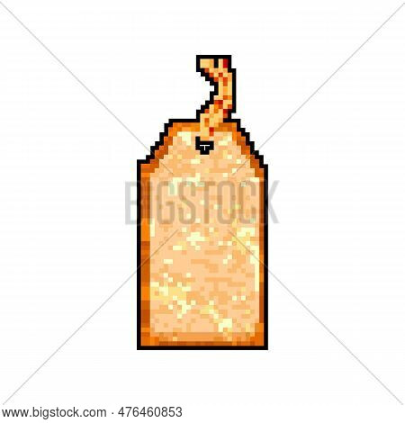 Vintage Paper Tag Game Pixel Art Retro Vector. Bit Vintage Paper Tag. Old Vintage Illustration