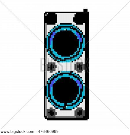 Power Partybox Sound Game Pixel Art Retro Vector. Bit Volume Portable, Music Black Power Partybox So