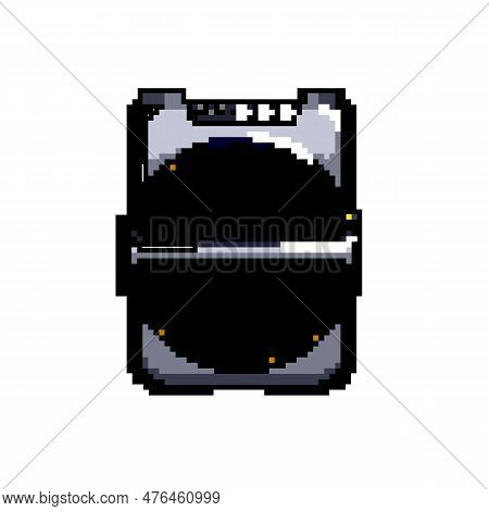 Black Partybox Sound Game Pixel Art Retro Vector. Bit Electronics Audio, Speaker Stereo Black Partyb