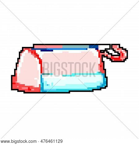 Ruler Pencil Case Game Pixel Art Retro Vector. Bit Ruler Pencil Case. Old Vintage Illustration