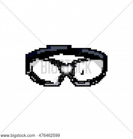Googles Safety Glasses Game Pixel Art Retro Vector. Bit Googles Safety Glasses. Old Vintage Illustra