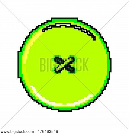 Thread Sewing Button Game Pixel Art Retro Vector. Bit Thread Sewing Button. Old Vintage Illustration