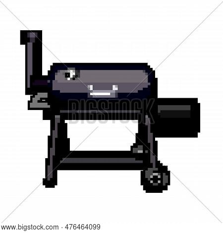 Food Smoker Bbq Game Pixel Art Retro Vector. Bit Food Smoker Bbq. Old Vintage Illustration
