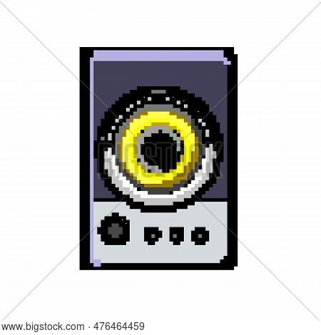 Music Studio Sound Monitor Game Pixel Art Retro Vector. Bit Recording Professional, Equipment Comput