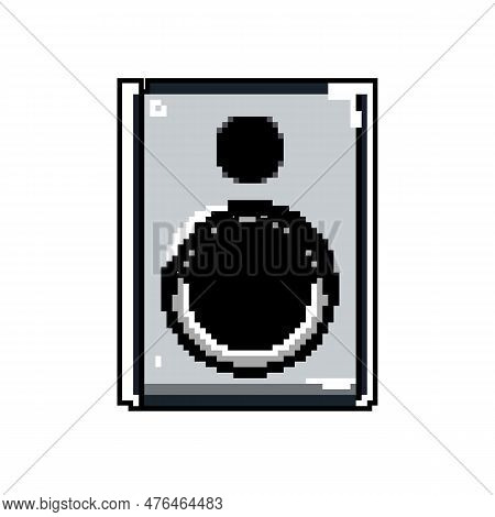 Mixer Studio Sound Monitor Game Pixel Art Retro Vector. Bit Media Audio, Music Recording Mixer Studi