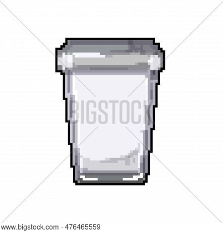 Basket Trash Bin Garbage Game Pixel Art Retro Vector. Bit Basket Trash Bin Garbage. Old Vintage Illu
