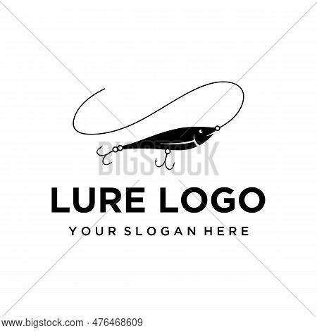 Logo Design Of Fishing Bait Or Fishing Lure With Hook And Fishing Rod.logo For Fishing Shop, Tournam