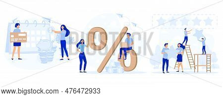 Credit Project, Woman With Credit Card, Percentage Rate Income Profit Concept, Customer Review, Peop