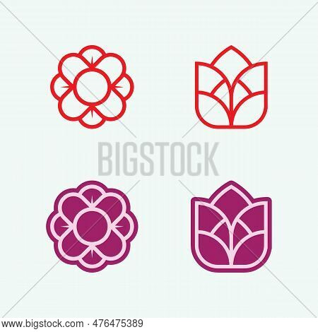 Flower Logo. The Circular Logo. Logo Of The Flower. Stylized Flower. Petals. Simple Logo. The Brand