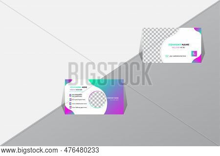 Creative Business Card Template Professional Card Design With 2 Image Holder And Clean Gradient Cole