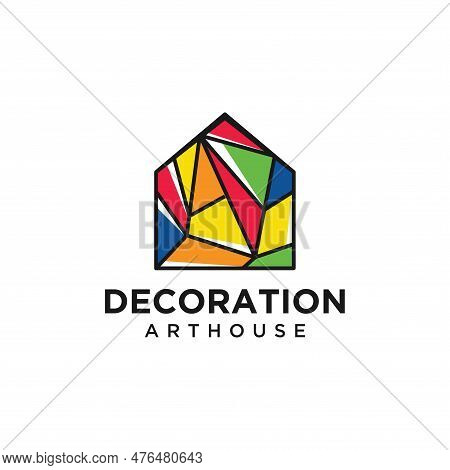 Art Gallery House Logo. Art Museum Or Artist School Concept Logo With Abstract Geometric Shape House