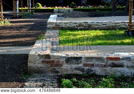 Hand-stacked Stone Walls That You Can Find Mostly In Gardens And Around Houses. Supporting Part Of T