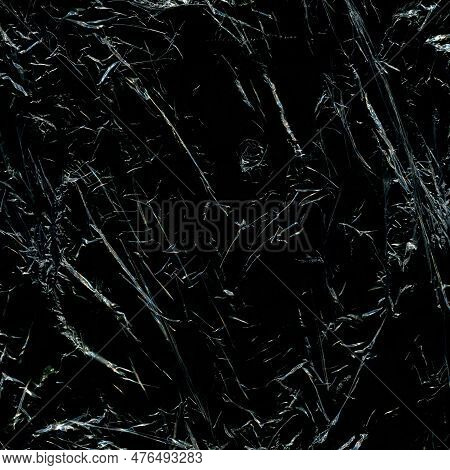 Plastic Texture And Clear Plastic Black Background Transparent Plastic Wrap On The Black
