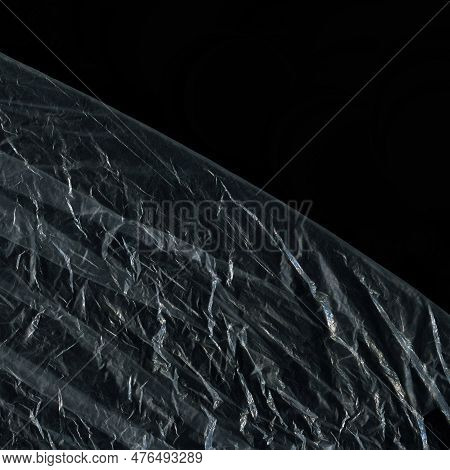 plastic texture and clear plastic black background transparent plastic wrap on the black