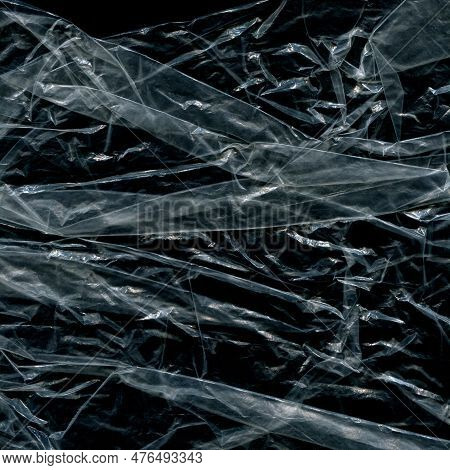 Plastic Texture And Clear Plastic Black Background Transparent Plastic Wrap On The Black