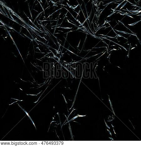 Plastic Texture And Clear Plastic Black Background Transparent Plastic Wrap On The Black