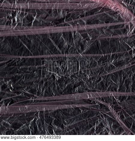 Plastic Texture And Clear Plastic Black Background Transparent Plastic Wrap On The Black