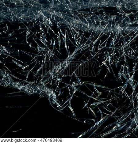 Plastic Texture And Clear Plastic Black Background Transparent Plastic Wrap On The Black