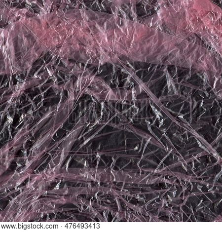 Plastic Texture And Clear Plastic Black Background Transparent Plastic Wrap On The Black