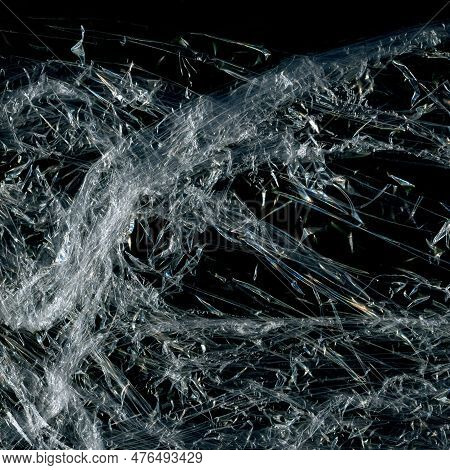 Plastic Texture And Clear Plastic Black Background Transparent Plastic Wrap On The Black