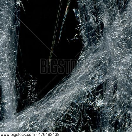 Plastic Texture And Clear Plastic Black Background Transparent Plastic Wrap On The Black