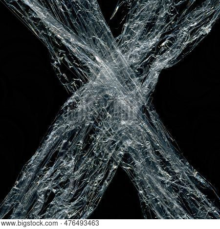Plastic Texture And Clear Plastic Black Background Transparent Plastic Wrap On The Black