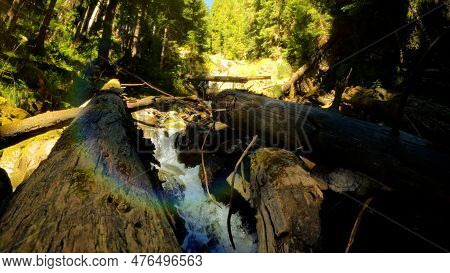 Mountain Green Forest Water Cascade At Summertime, Sightseer Adventure - Photo Of Nature