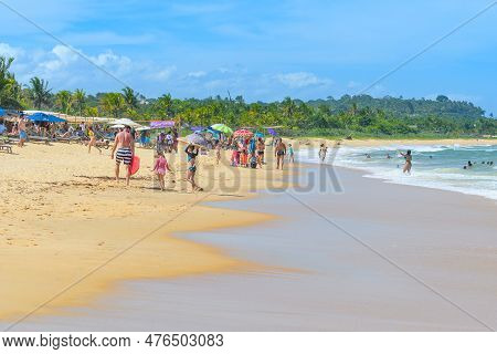 Trancoso, District Of Porto Seguro, Ba, Brazil - January 06, 2023: View Of Nativos Beach, Famous Bea