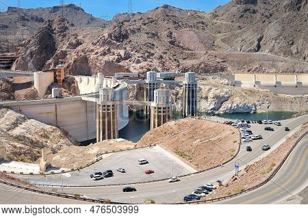 Nevada, Usa - April 21, 2016: View Of The Hoover Dam. Hoover Dam Is A Concrete Arch-gravity Dam In T