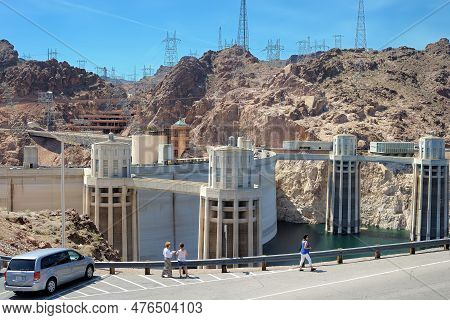 Nevada, Usa - April 21, 2016: View Of The Hoover Dam. Hoover Dam Is A Concrete Arch-gravity Dam In T