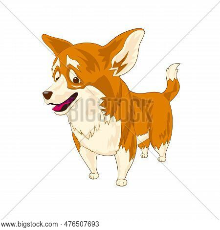Cartoon Guilty Corgi. Vector Illustration Of A Dog Breed Welsh Corgi Pembroke In Cartoon Style. Naug