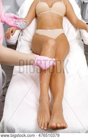 Applying Gel, Pre-laser Gel, Hair Removal. Cosmetologist Cleanses The Facial Skin. Rejuvenation Trea