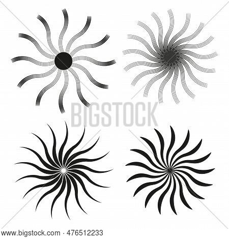 Radial Twisted Motif, Abstract Graphic. Editable Vector.