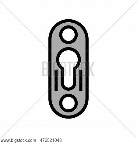 Keyhole Plate Hardware Furniture Fitting Color Icon Vector. Keyhole Plate Hardware Furniture Fitting